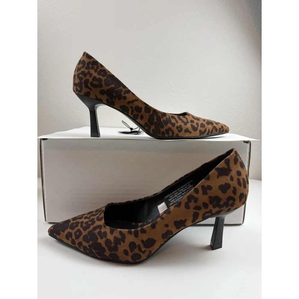 Madden NYC Leopard Print Pointed Toe Kitten Heel Pumps Animal Print Womens Sz 11
